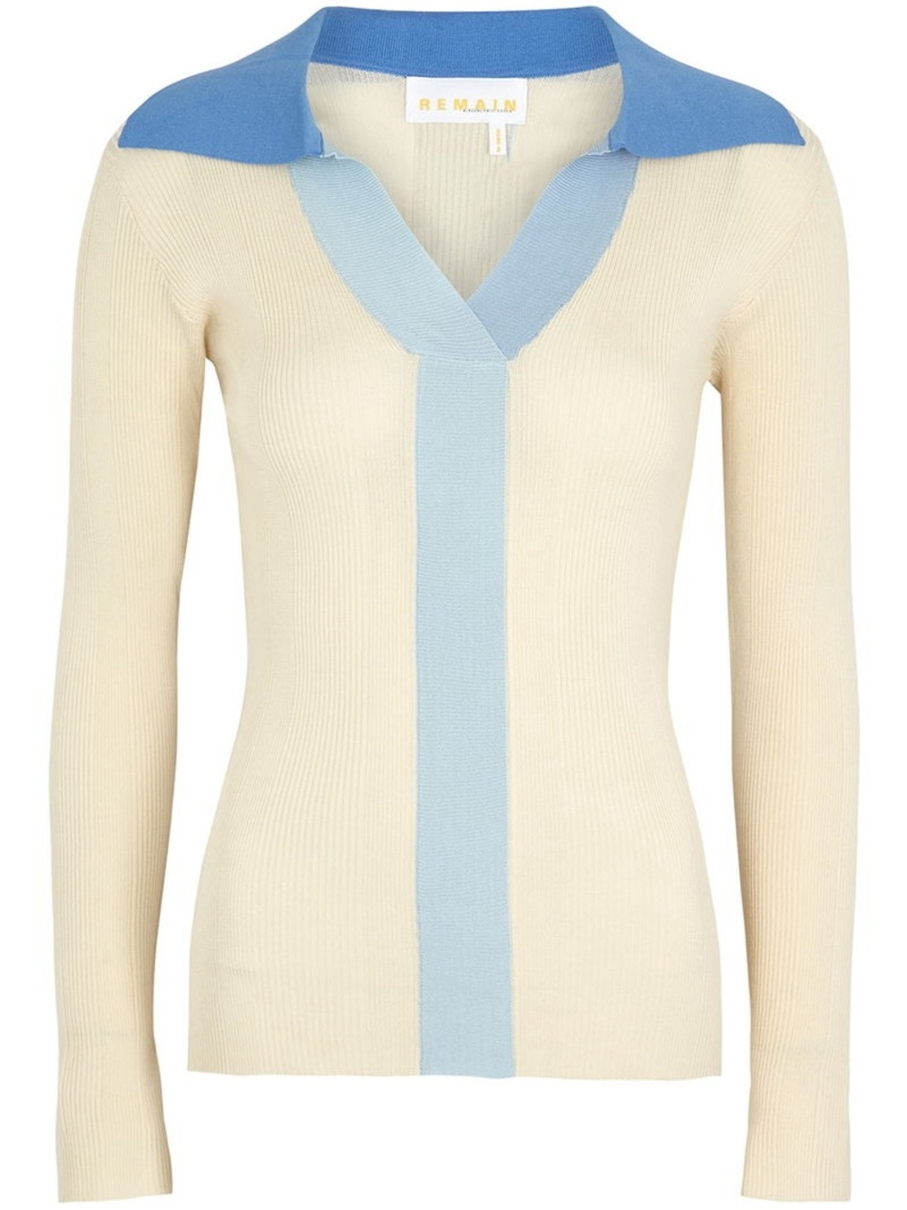 REMAIN BIRGER CHRISTENSEN Joy Two-Tone Ribbed-Knit Top